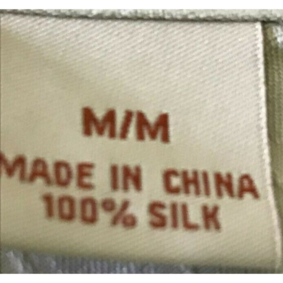 100% Silk Tommy Bahama Light Gray Greenish Striped Button-Up Shirt w Pocket M - Picture 3 of 7